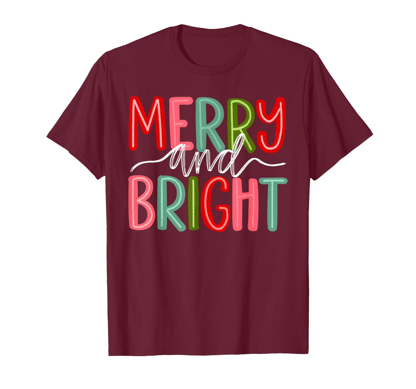 Retro Merry and Bright Christmas Holiday Xmas Family Pajamas T-Shirt