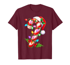 Red & White Candy Cane Crew Christmas Santa Hat Xmas Holiday T-Shirt