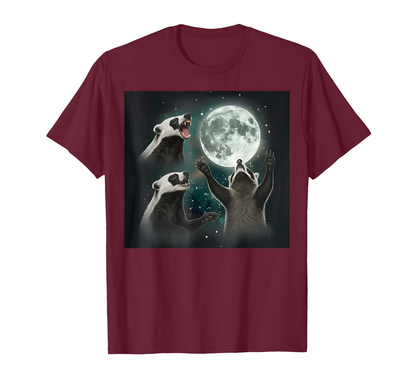 Three Honey Badger Howling at Moon Funny Weird T-Shirt
