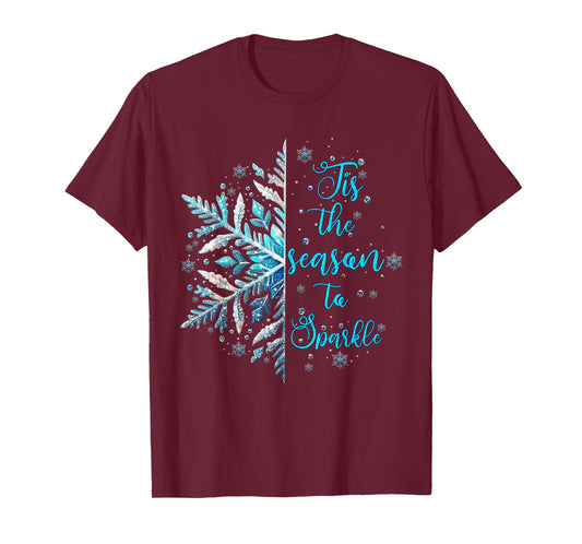 Tis The Season to Sparkle Snowflake Christmas Holiday Xmas T-Shirt