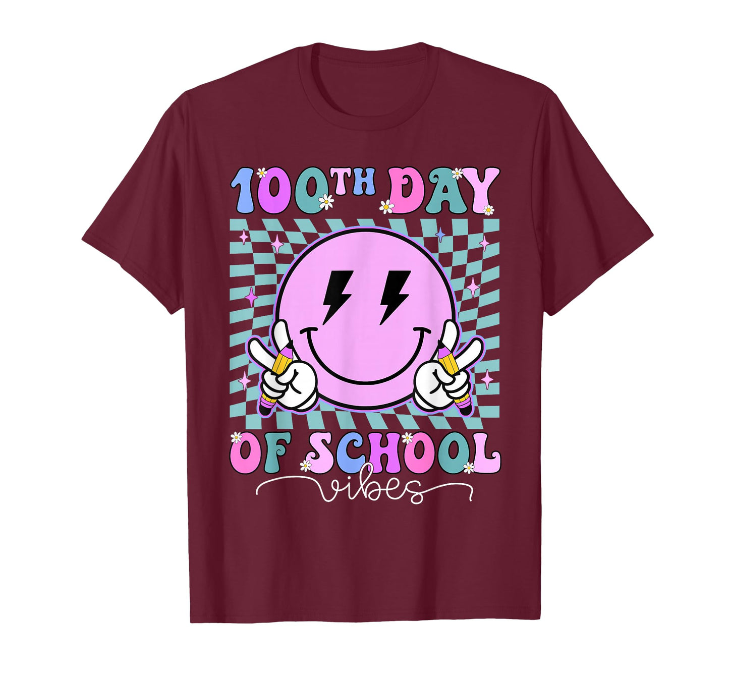 Funny 100 Days Shirt 100th Day of School Vibes Kid Boys Girl T-Shirt
