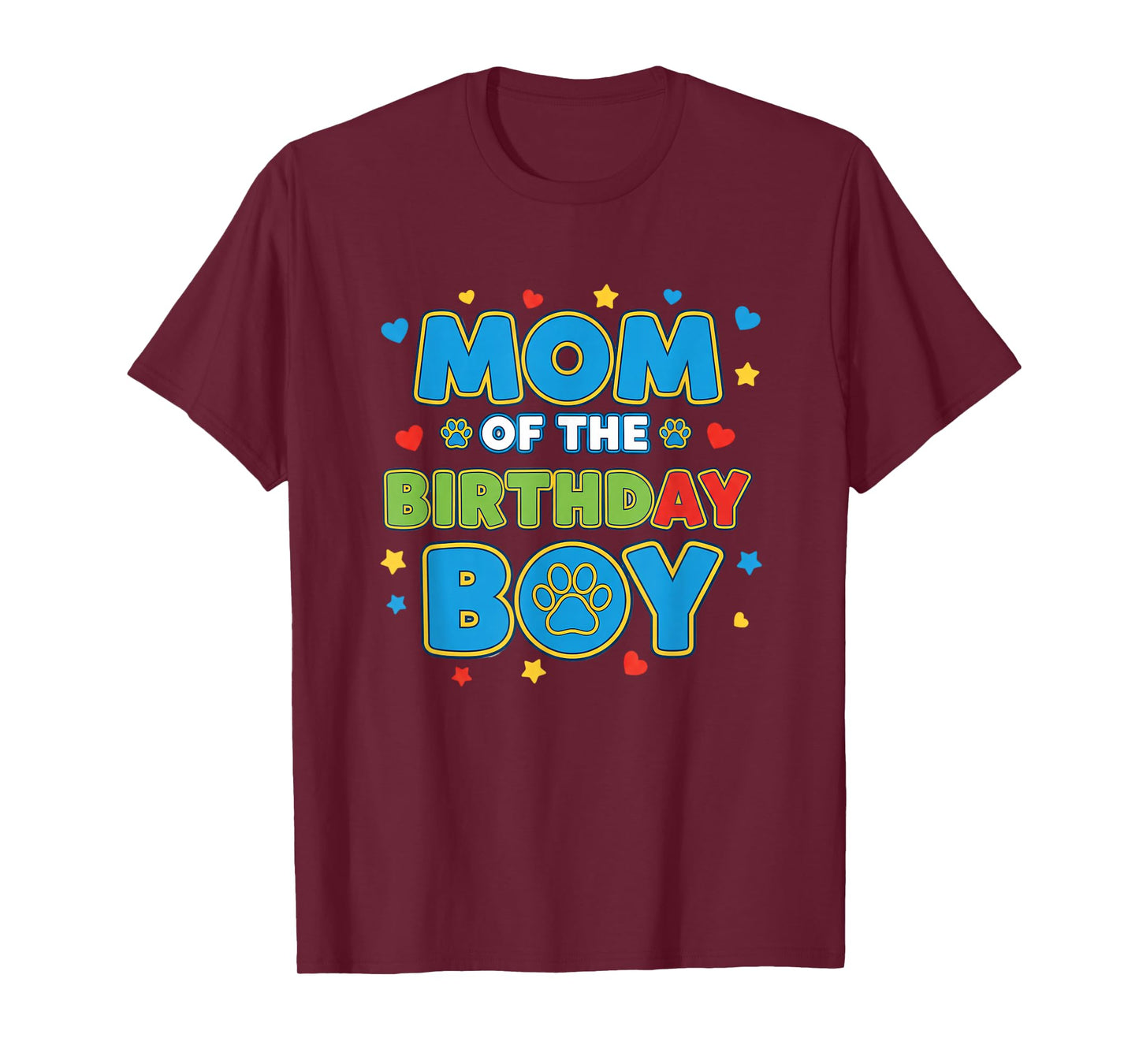 Mom of The Birthday Boy Paw Print Birthday Mom T-Shirt