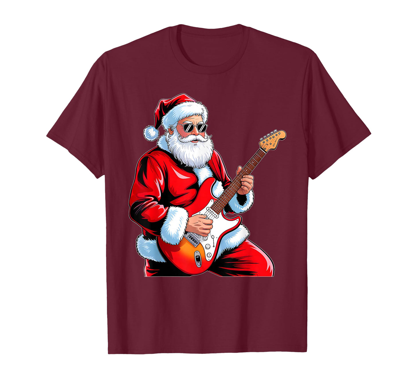 Rock Guitar Santa Claus Playing Guitar Christmas Men Boys T-Shirt