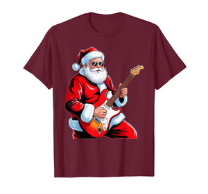Rock Guitar Santa Claus Playing Guitar Christmas Men Boys T-Shirt