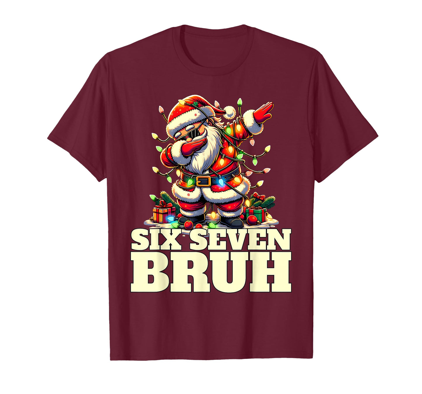 Funny Six Seven Christmas 6-7 Meme Santa 6 7 Six Seven Bruh T-Shirt