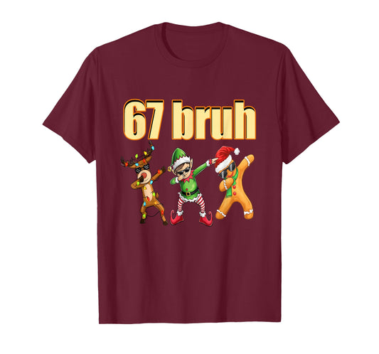 67 Meme Dabbing Elf Reindeer Gingerbread Six Seven Xmas PJ T-Shirt