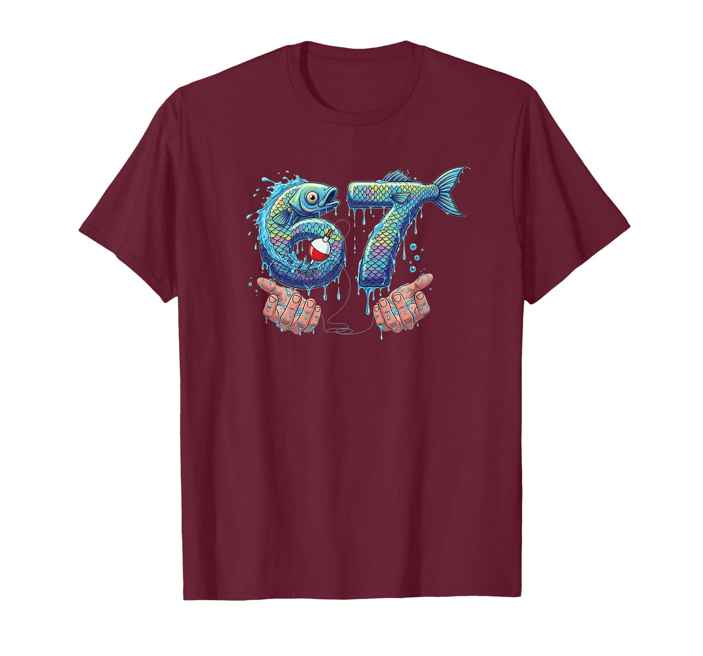 Fishing 67 Six Seven Funny Gen Alpha Meme Drip T-Shirt