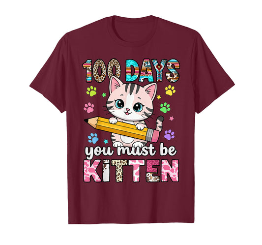 Cute 100 Days of School Cat for Girls T-Shirt