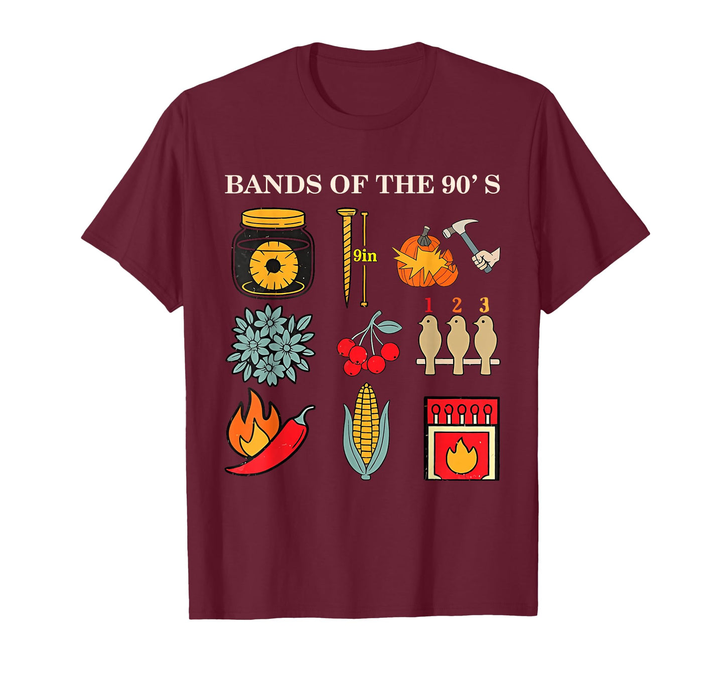 Retro Popular Music Bands of The 90s Rock Funny Vintage T-Shirt