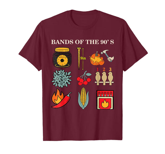 Retro Popular Music Bands of The 90s Rock Funny Vintage T-Shirt