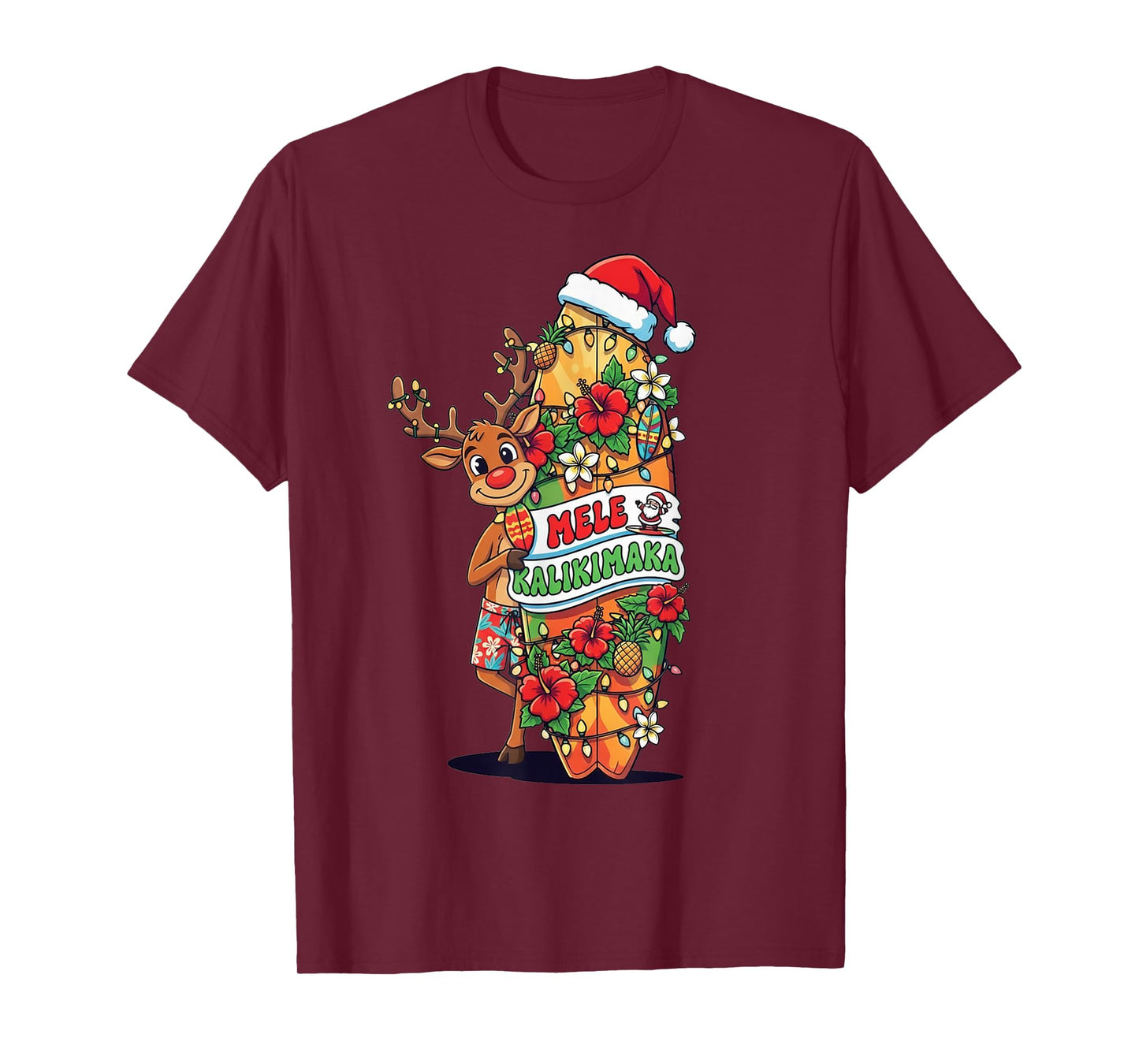 Funny Hawaiian Christmas Mele Kalikimaka Reindeer T-Shirt