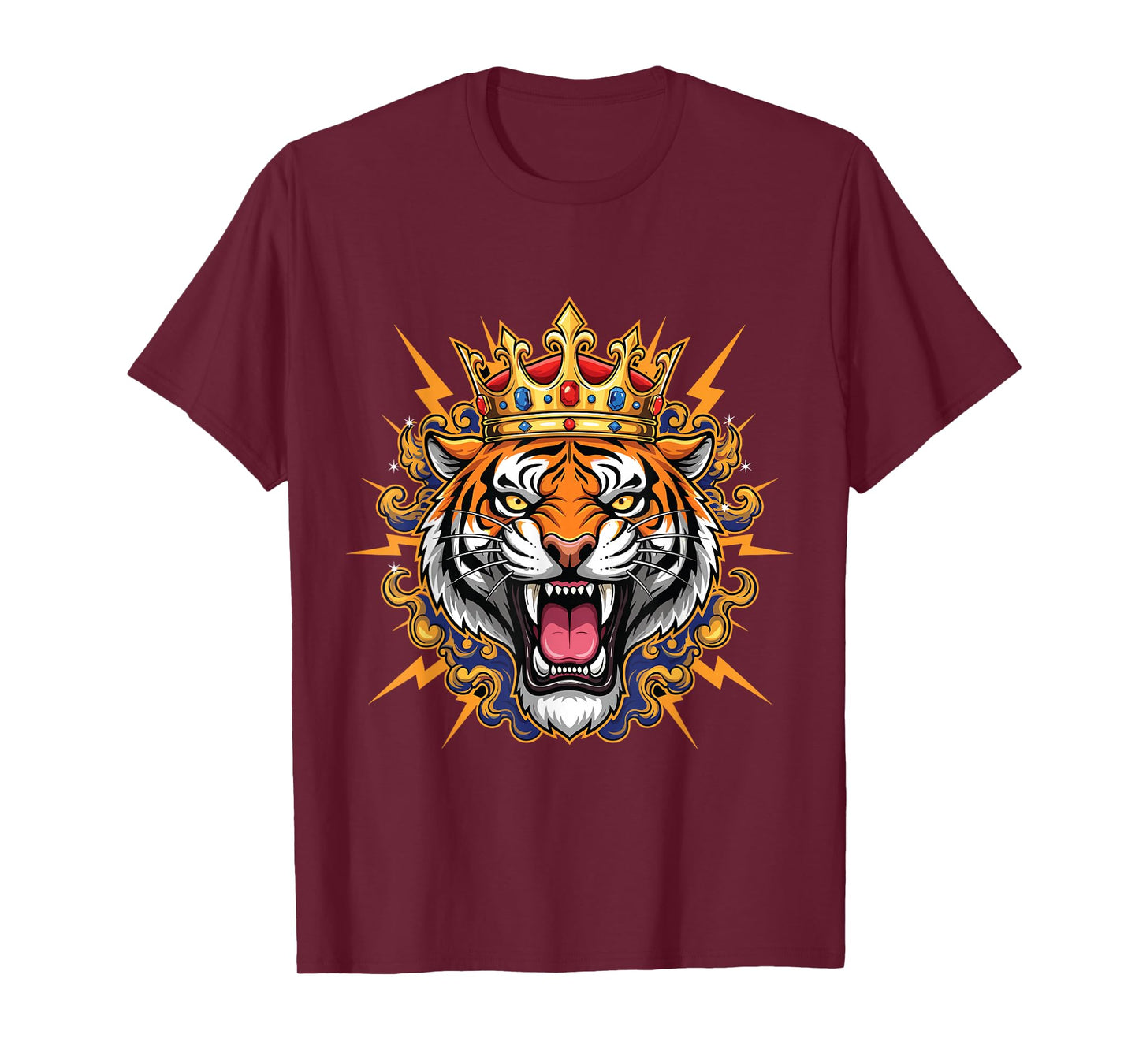King Tiger Shirt Crown Roaring Animal Lovers T-Shirt