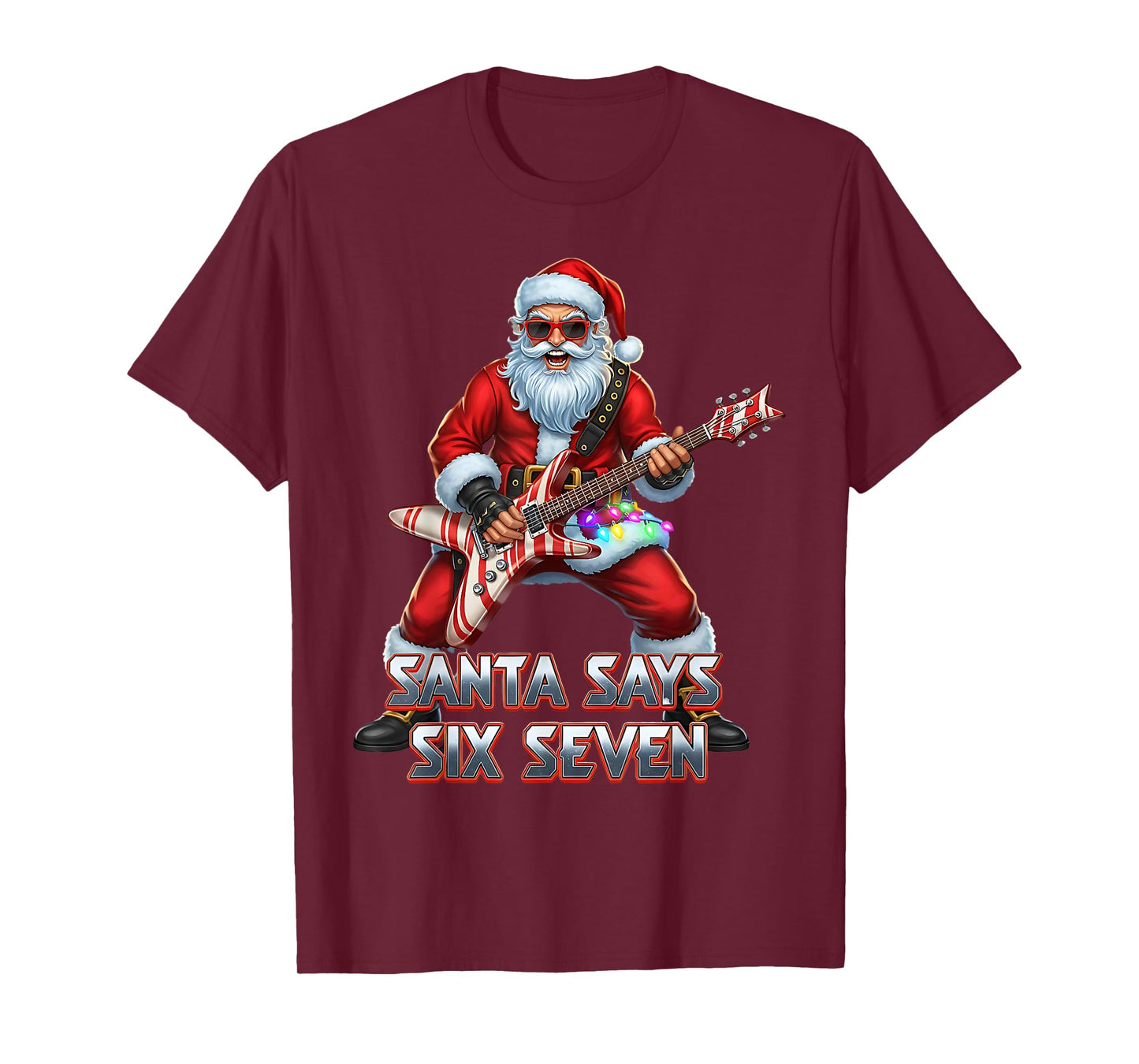 Funny Six Seven Christmas 6-7 Meme Santa 6 7 Santa Says 67 T-Shirt