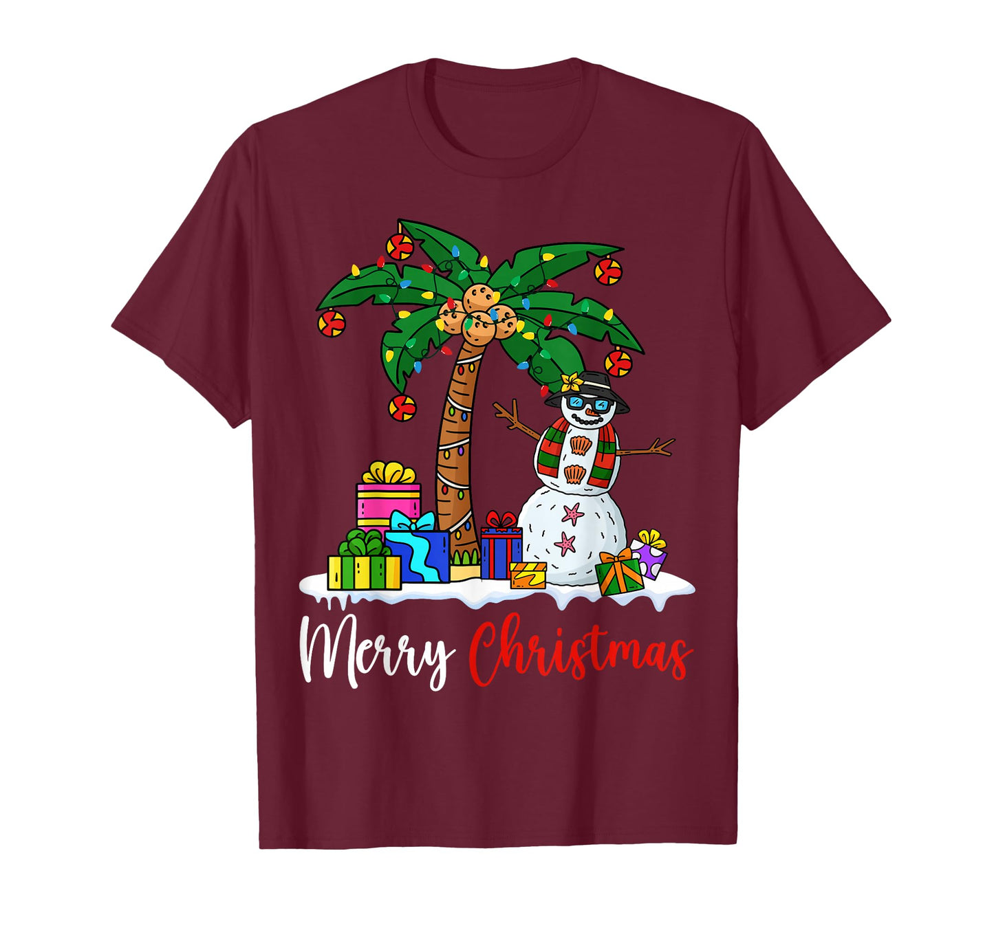 Tropical Christmas Hawaiian Xmas Lights Palm Tree Family Kid T-Shirt