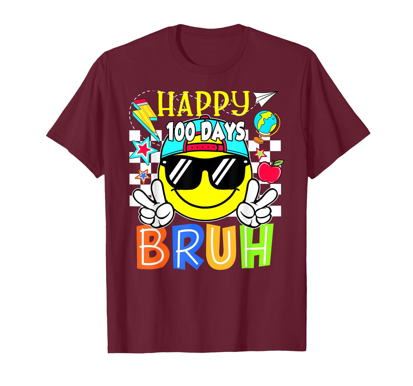 Funny 100 Days of School 100th Day Smile Groovy Face Kids T-Shirt