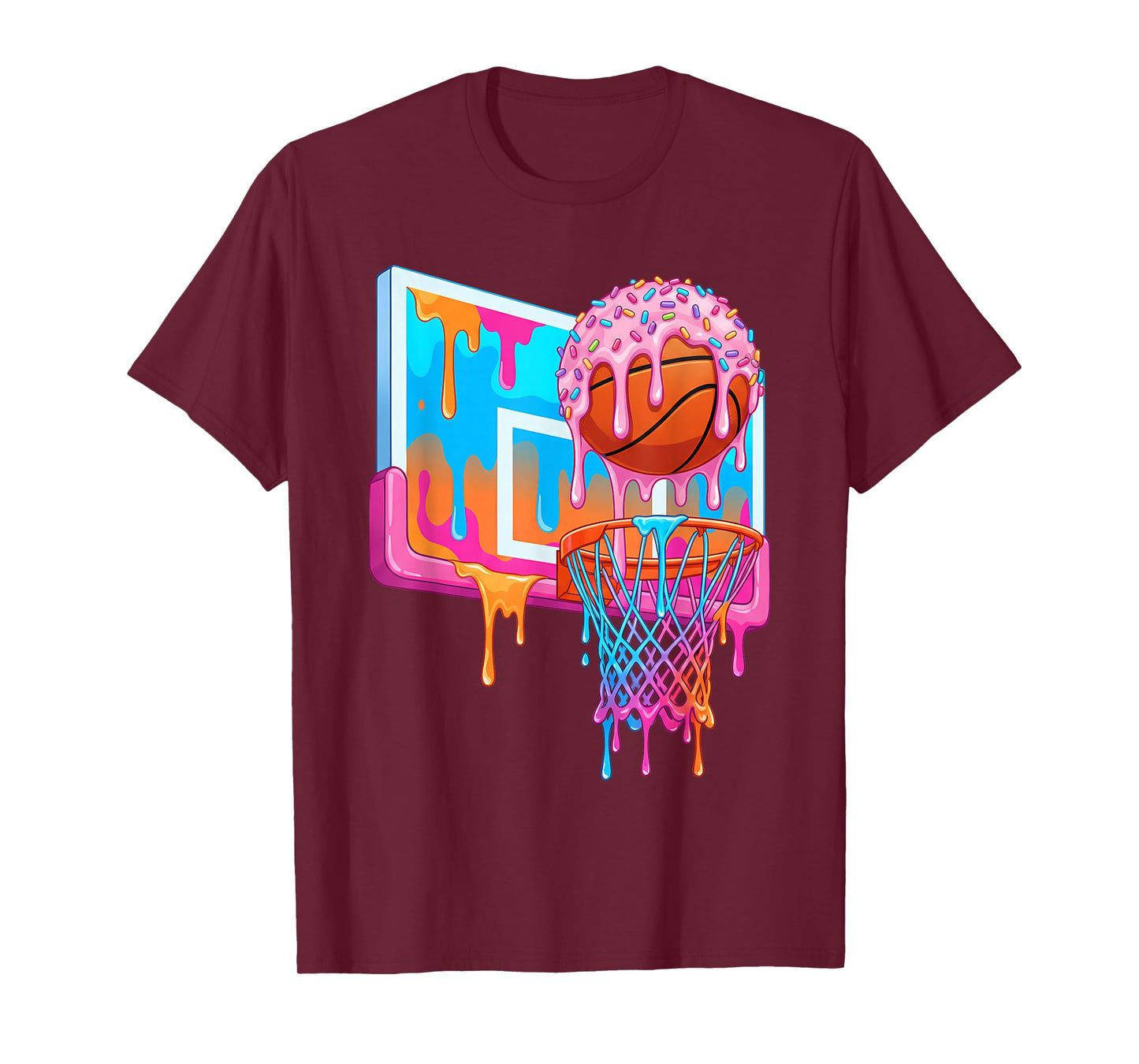 Basketball Hoop Ice Cream Drip Sport Player Boys Girls Youth T-Shirt