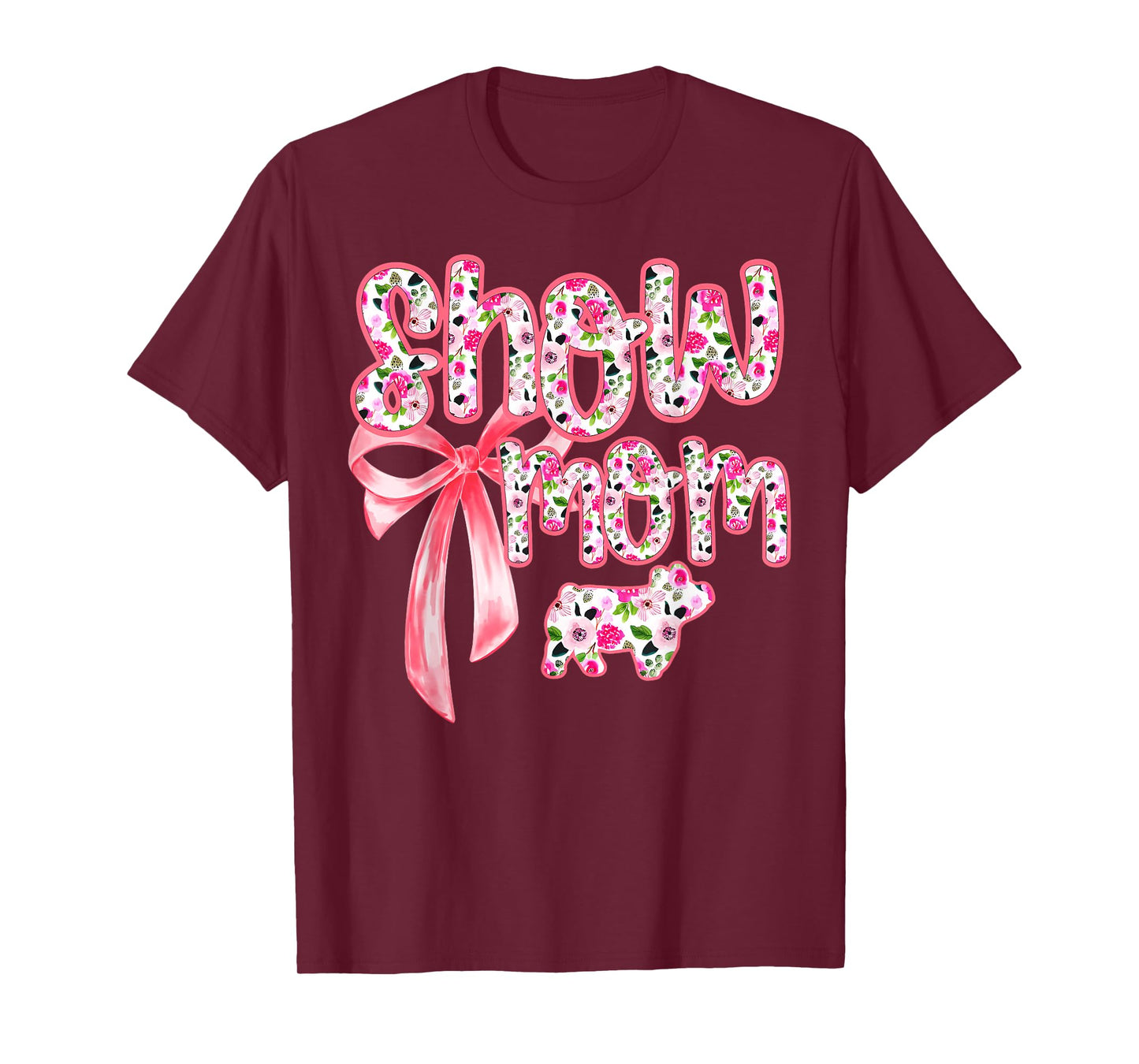 Show Mom Coquette Livestock Floral Stock Show Pig Mama T-Shirt