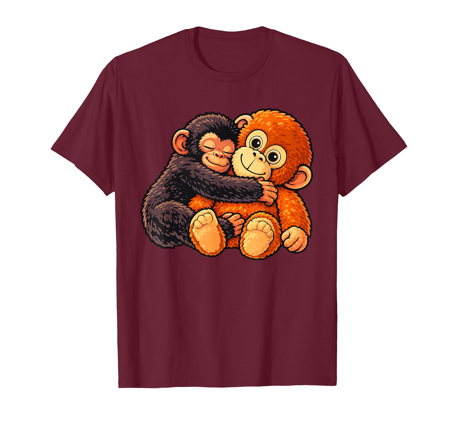 Cute Baby Punch Monkey Hugging Stuffed Plush T-Shirt