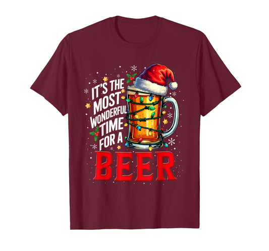 Santa It's The Most Wonderful Time for a Beer Christmas T-Shirt