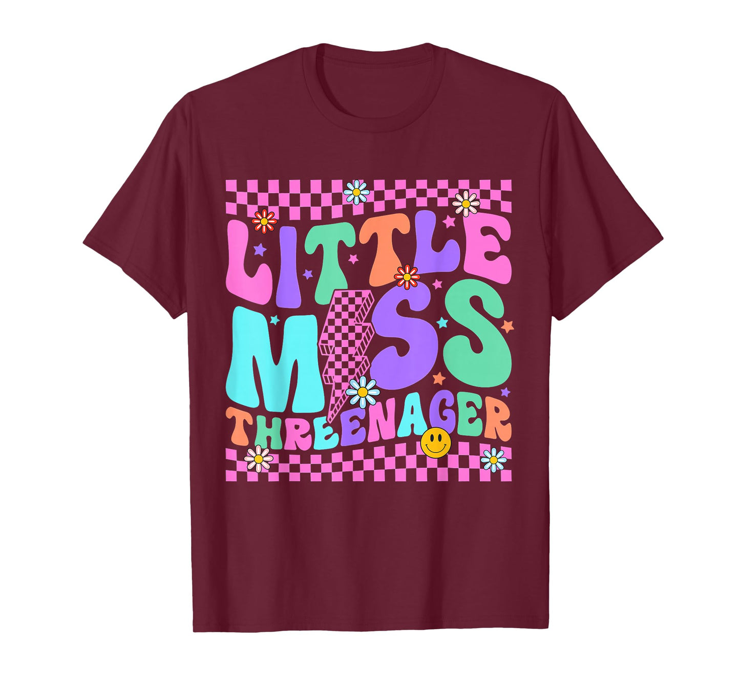 Funny Threenager Happy 3rd Bday Party Gifts 3 Years Old Girl T-Shirt