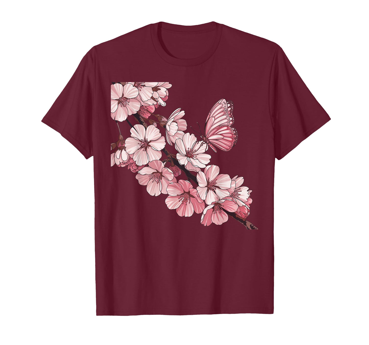 Sakura Blossom and Butterfly Japanese Art and Cherry Blossom T-Shirt