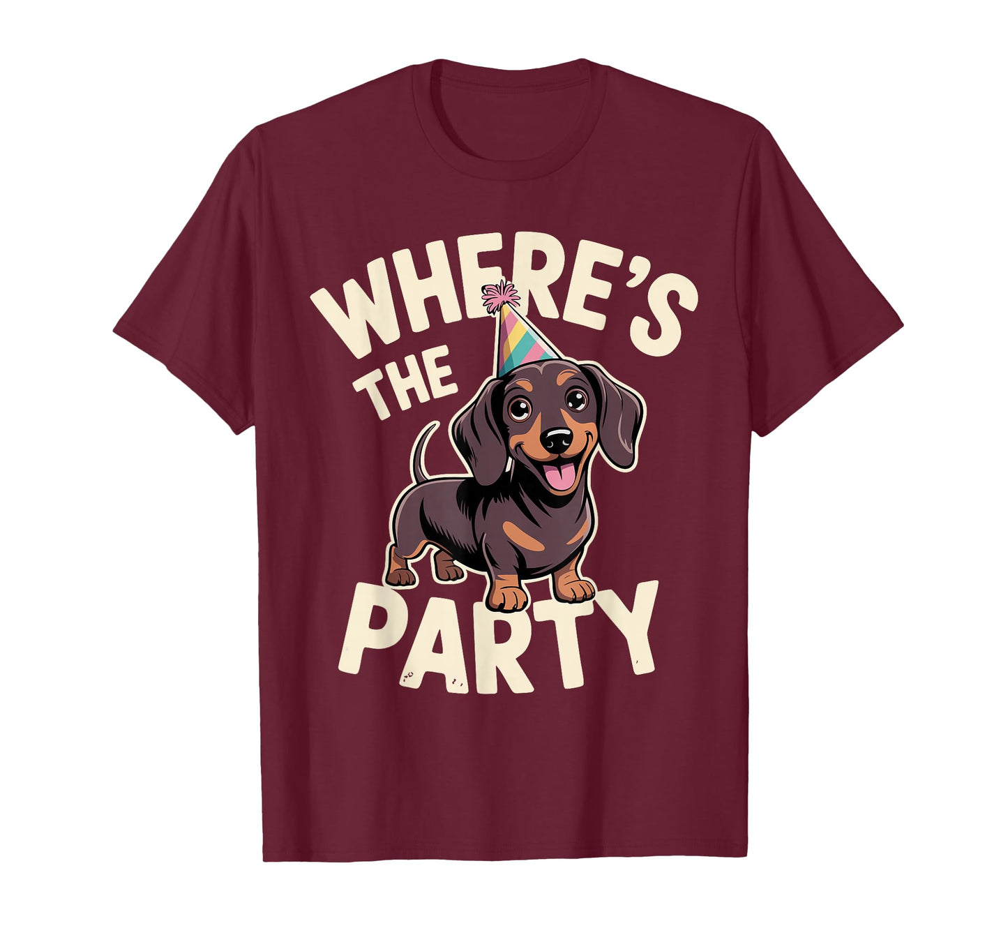 Dachshund Love Where's The Party Wiener Dog Kids Birthday T-Shirt