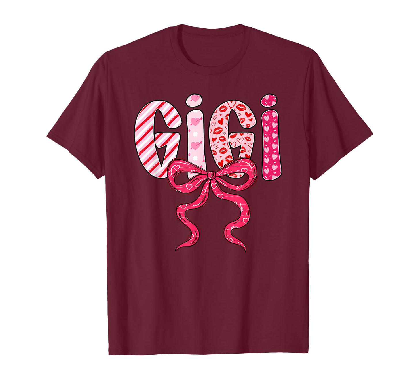 Gigi Valentine Pink Coquette Bow Valentine's Day Grandma T-Shirt