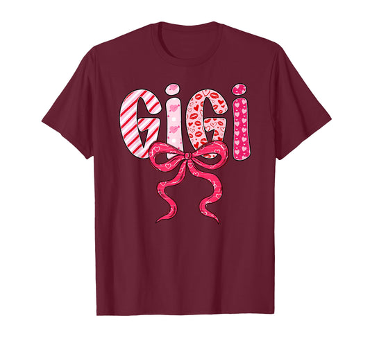 Gigi Valentine Pink Coquette Bow Valentine's Day Grandma T-Shirt