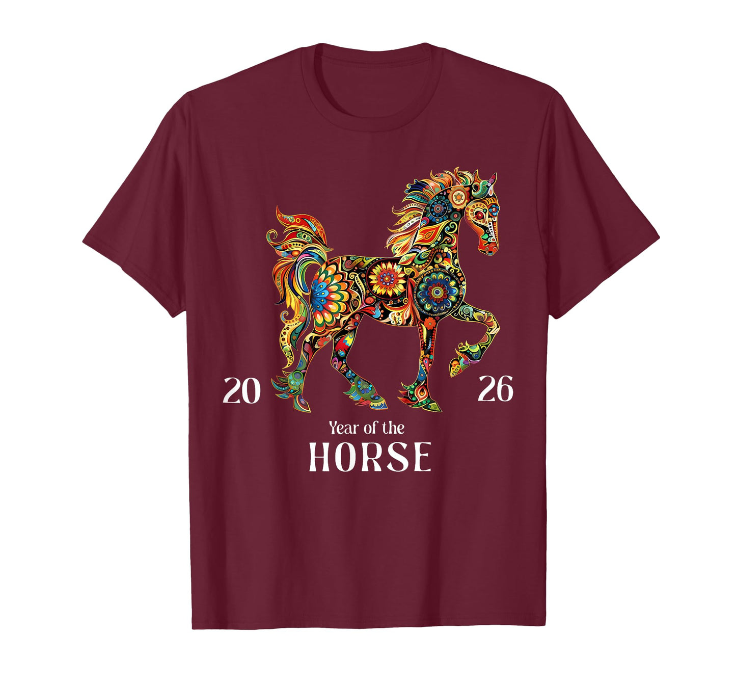 Colorful Horse Art Watercolor Graphic Year of The Horse 2026 T-Shirt