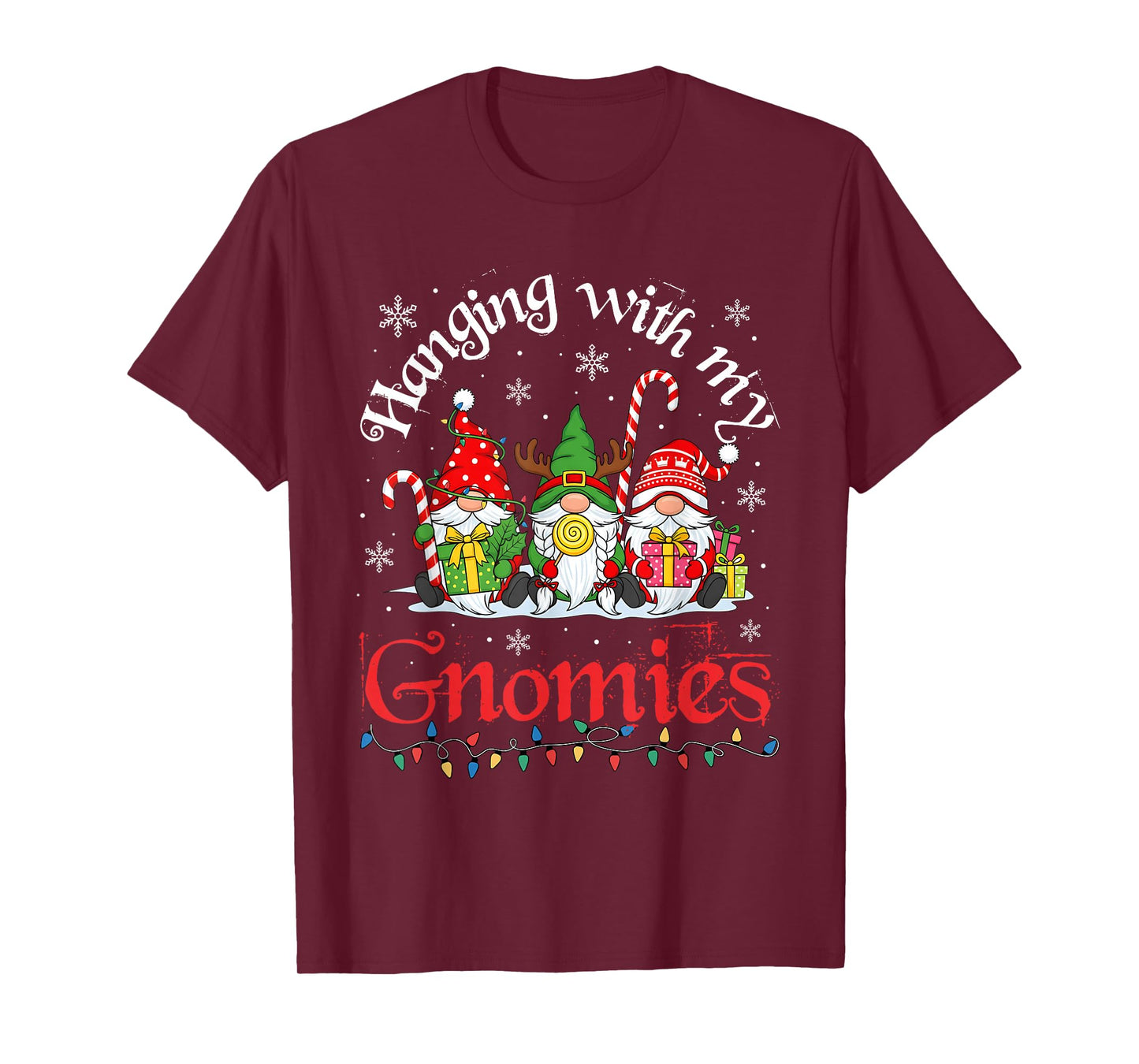 Hanging with My Gnomies Funny Gnome Friend Christmas Pajama T-Shirt