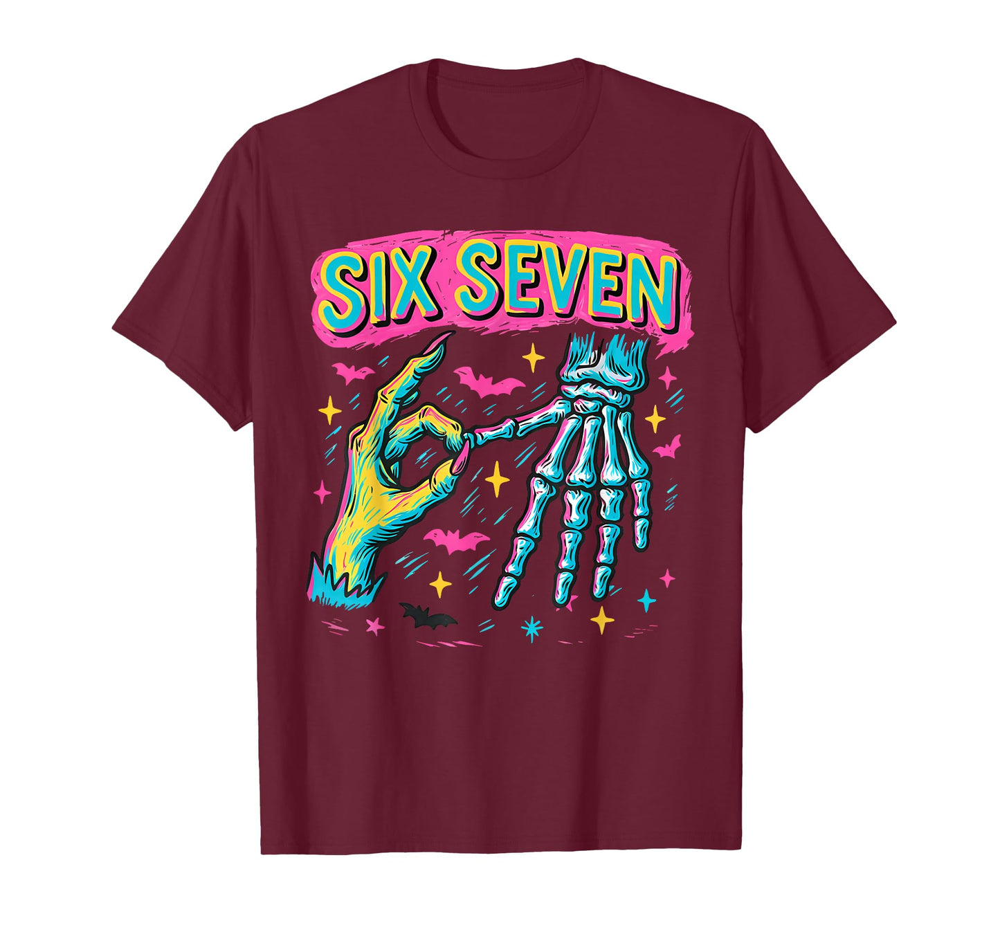 Six Seven 67 Hand Sign Skeleton Halloween Costume Men Women T-Shirt