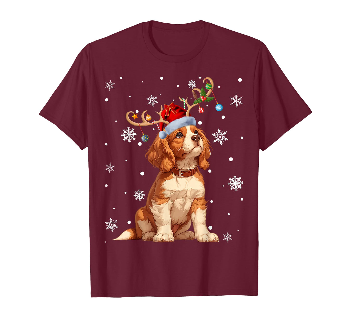 Christmas Balls Lights Cavalier King Charles Spaniel Xmas T-Shirt