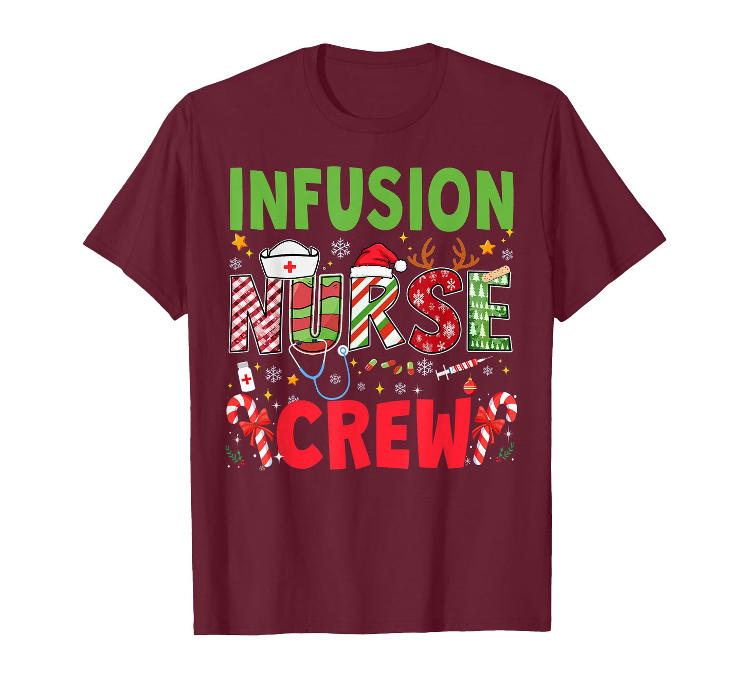 Infusion Nurse Christmas Crew Funny Xmas Nurses Group Pajama T-Shirt