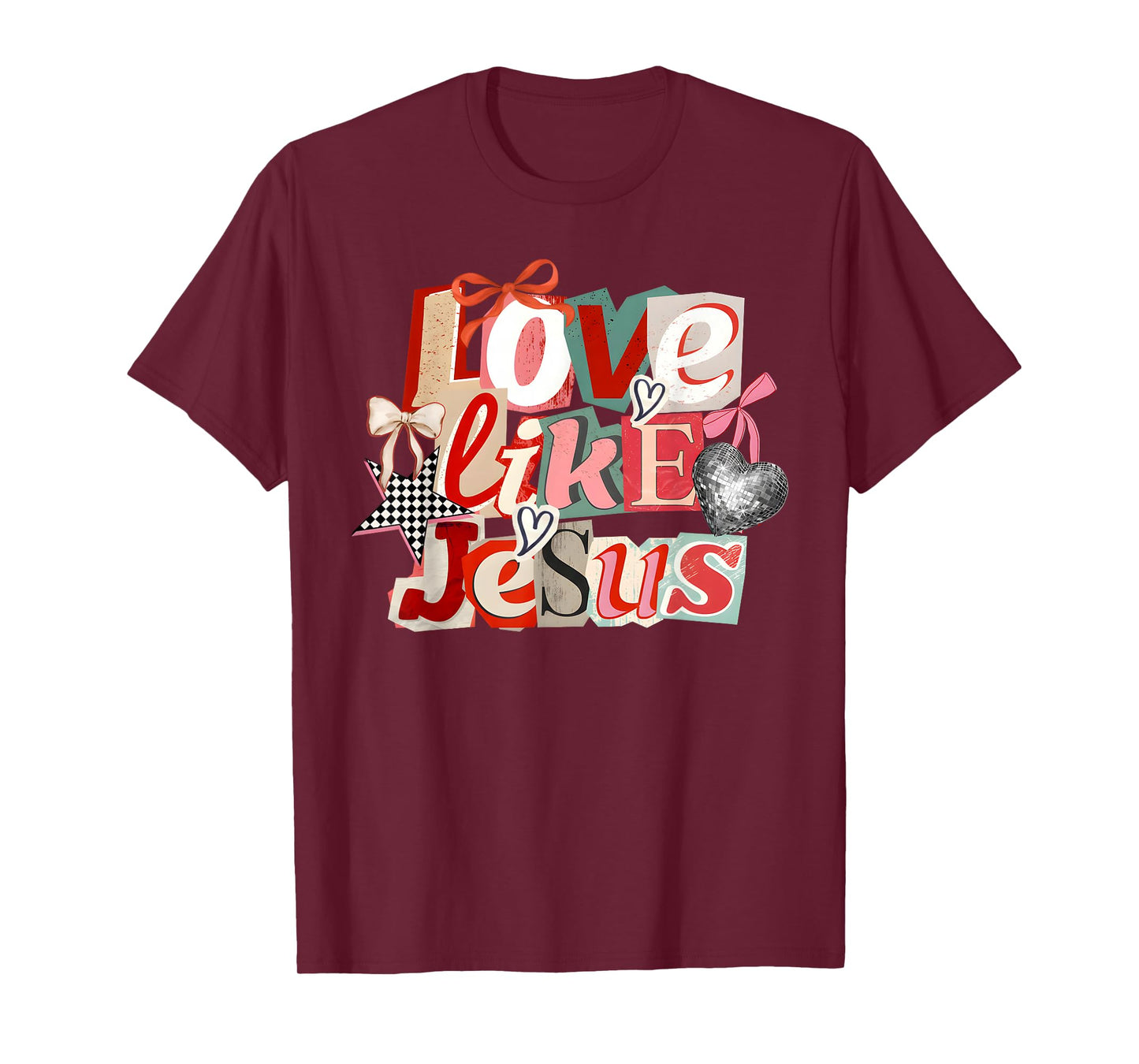 Retro Love Like Jesus Christian Aesthetic 80s Valentines Day T-Shirt