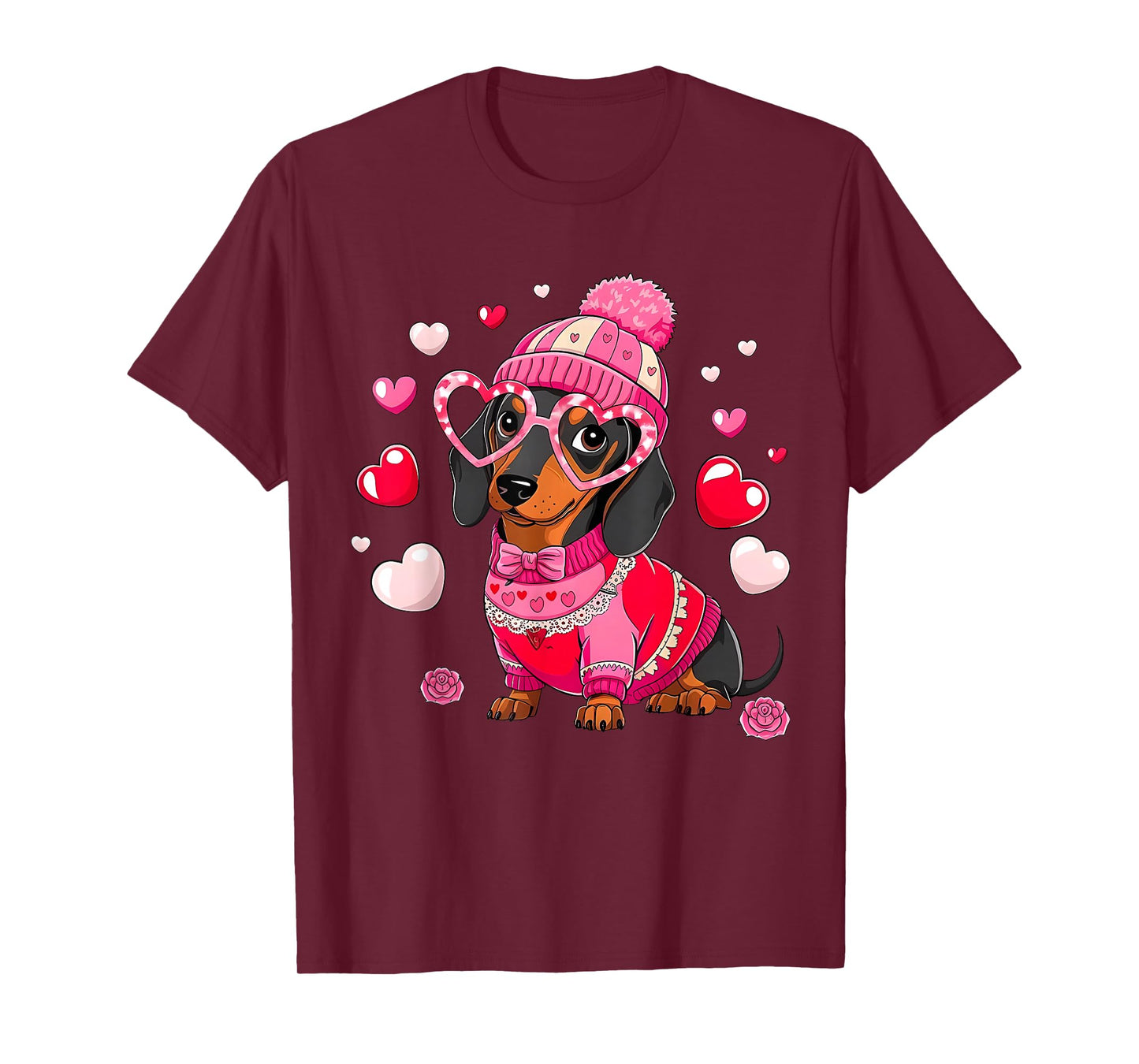 Cute Dachshund Valentine's Day Heart Lover Dog Mom Women T-Shirt