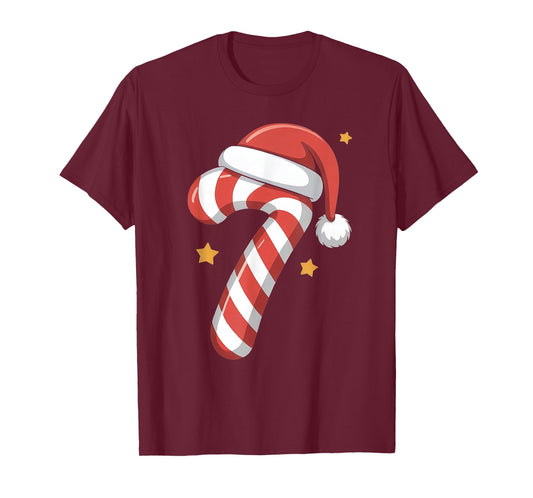 Xmas Candy Cane 7 Santa Hat Six Seven Matching Christmas T-Shirt
