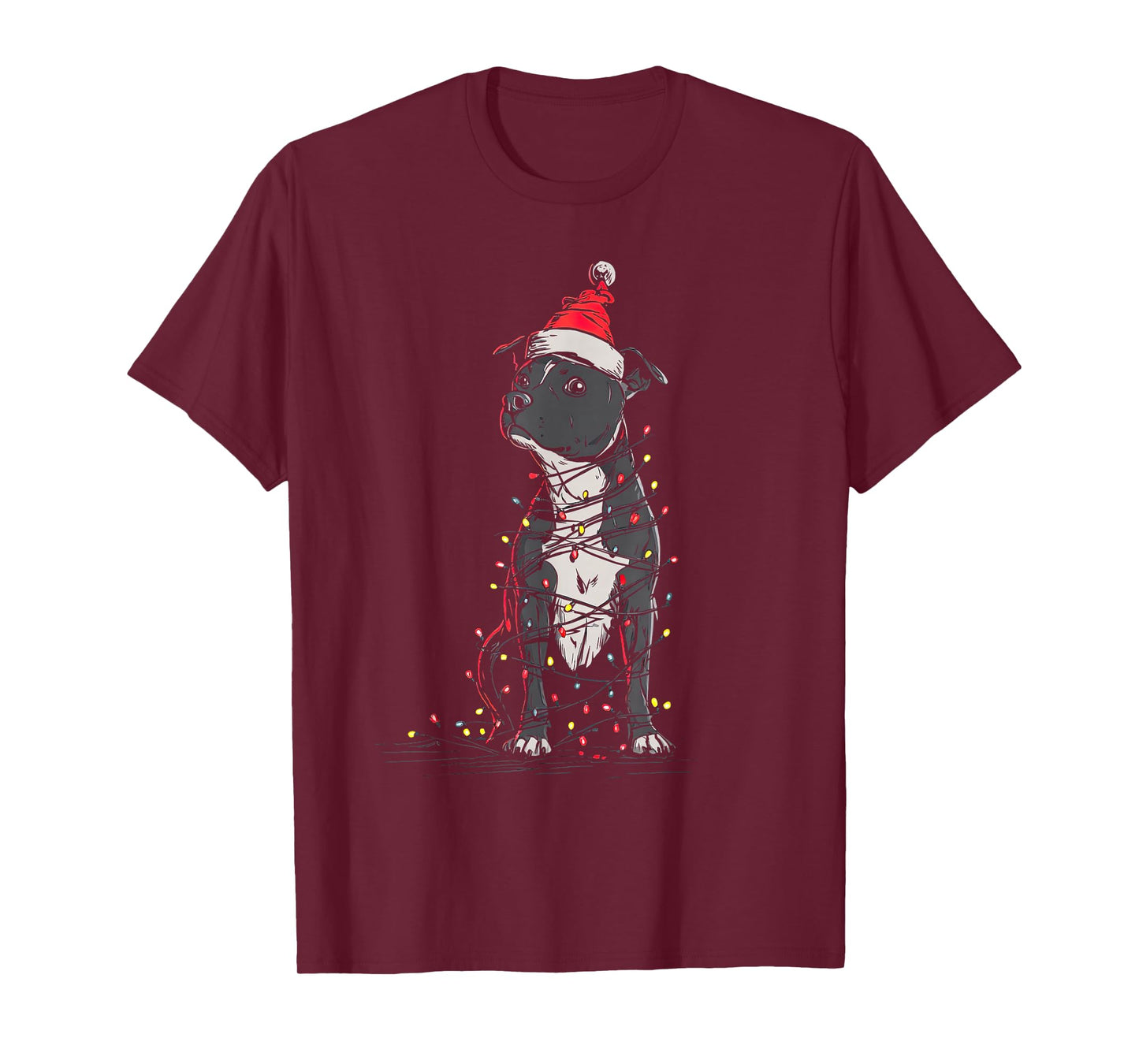 Staffordshire Bull Terrier Christmas Graphics Dog Lights T-Shirt