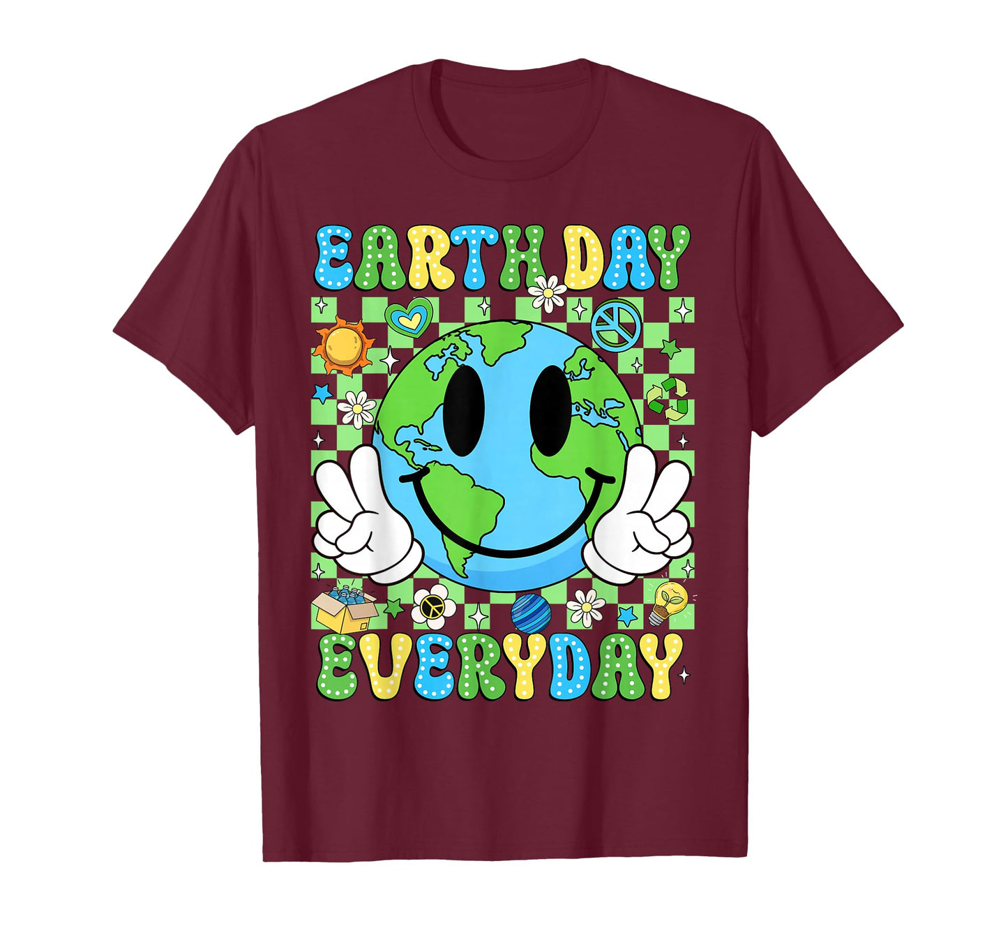 Earth Day Everyday Funny Smile Face Earth Boys Kids Toddlers T-Shirt