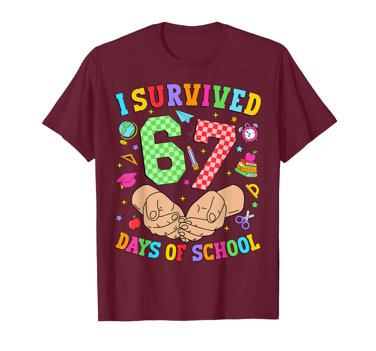 I Survived 67 Days of School Funny Six Seven 6 7 Meme Kids T-Shirt