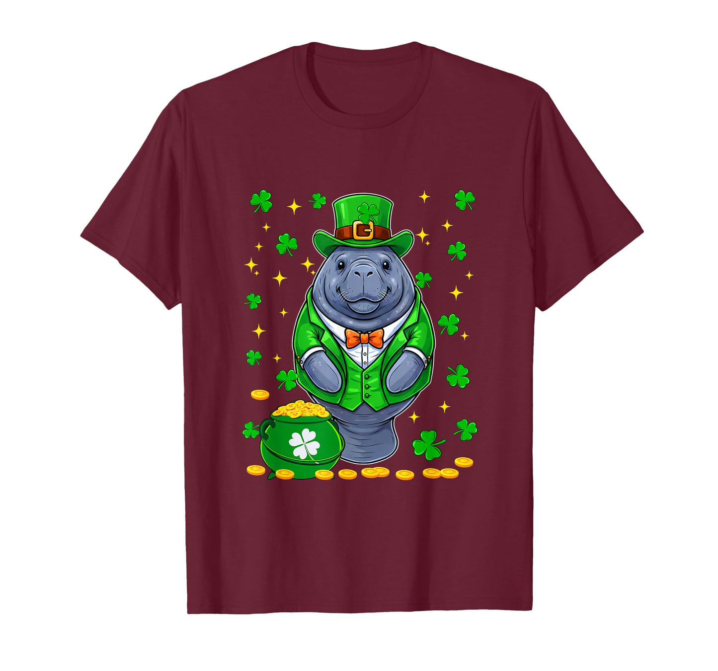 Manatee Wearing Irish Costume St. Patrick's Day Shamrocks T-Shirt
