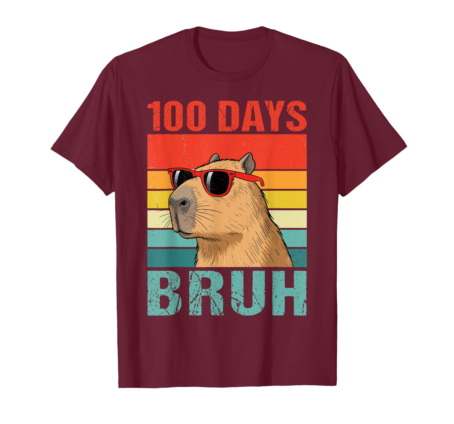 100 Days Bruh Capybara 100 Days of School for Boys Kids T-Shirt