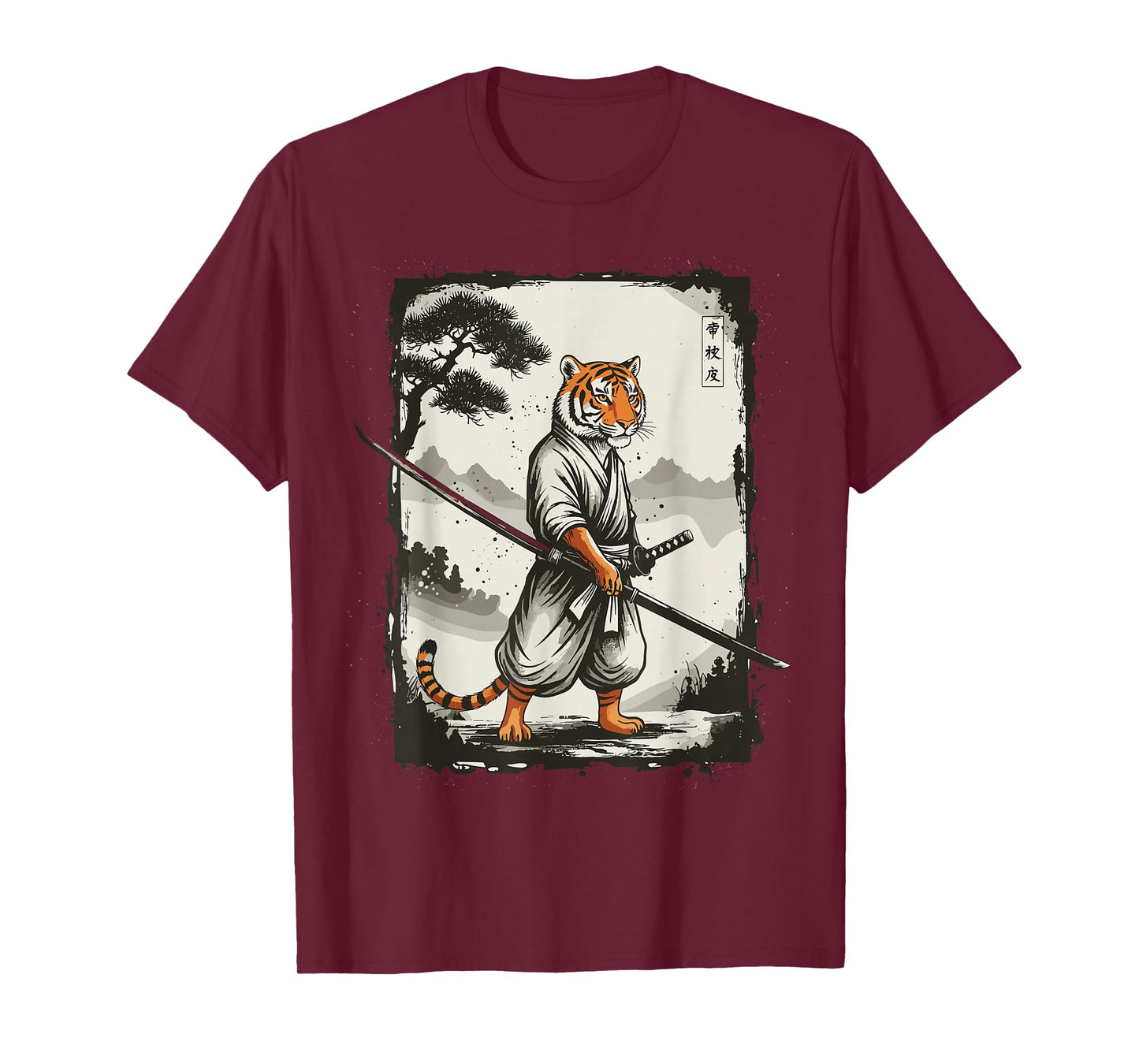 Samurai Tiger Japanese Shirts for Men Warrior Vintage T-Shirt