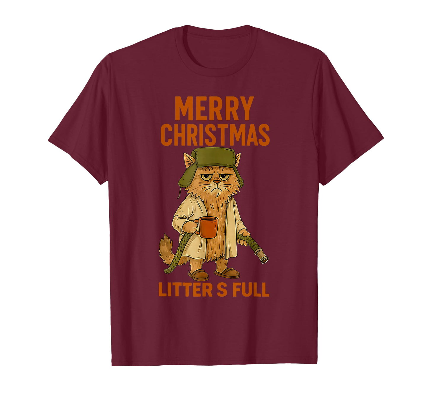 Litter's Full Merry Christmas Funny Cat Lovers Holidays Xmas T-Shirt