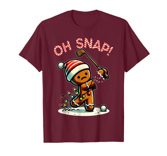 Oh Snap Gingerbread Man Golfer Golf Christmas Golfing T-Shirt