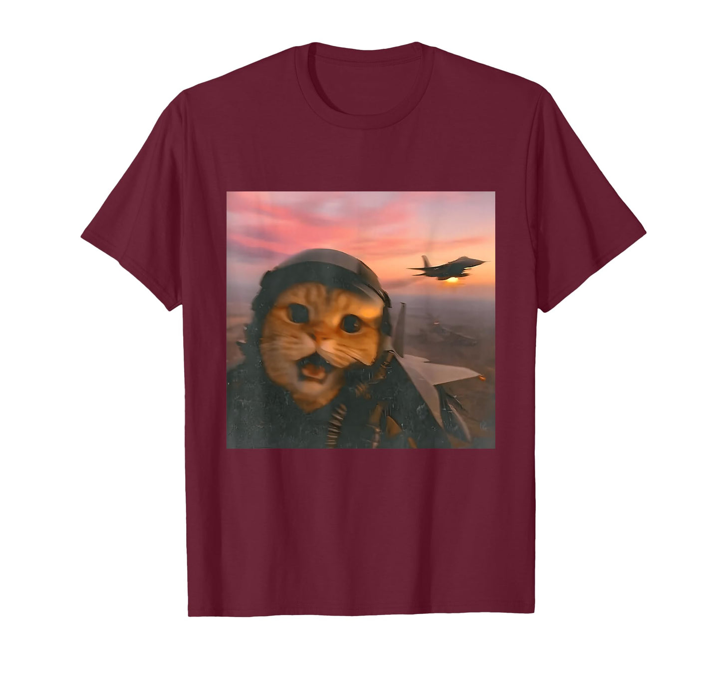 Funny Fighter Pilot Cat Vintage Fighter Jet Cat Meme Gen Z T-Shirt