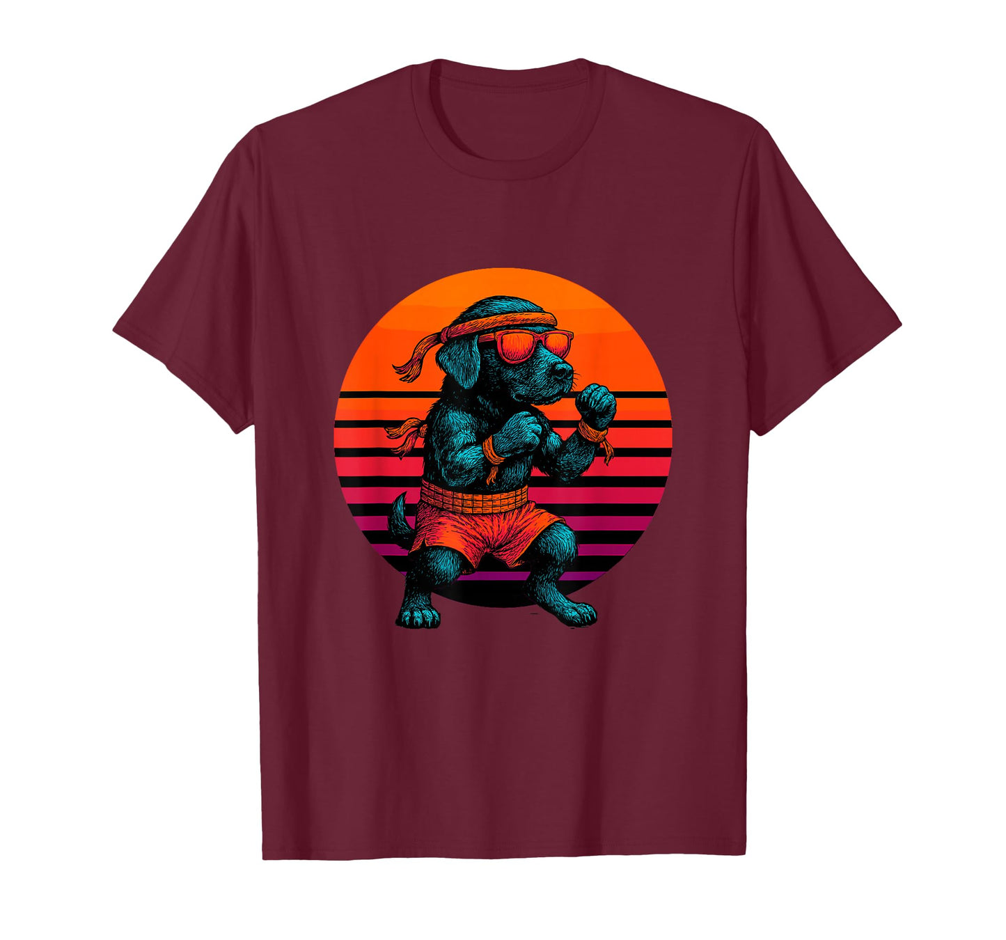 Retro Dog with Gloves Muay Thai Fighter T-Shirt