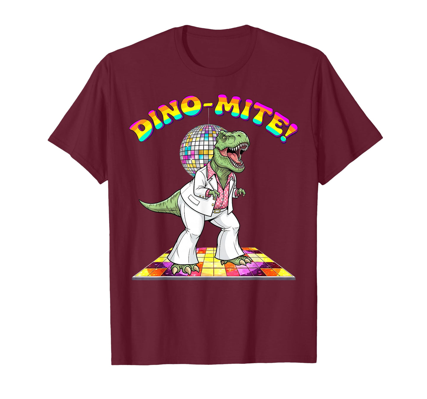 Dino-Mite! Funny T-Rex Dinosaur Disco Dancing 70s Retro T-Shirt
