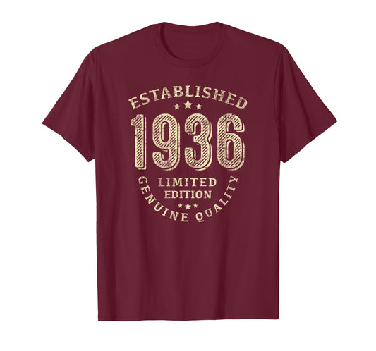Vintage 1936 Birthday Men Grandpa Established Graphic T-Shirt