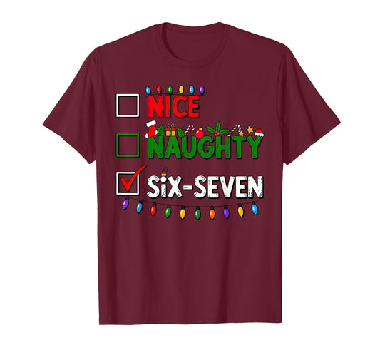 6-7 Meme Nice Naughty Six Seven 67 Christmas T-Shirt