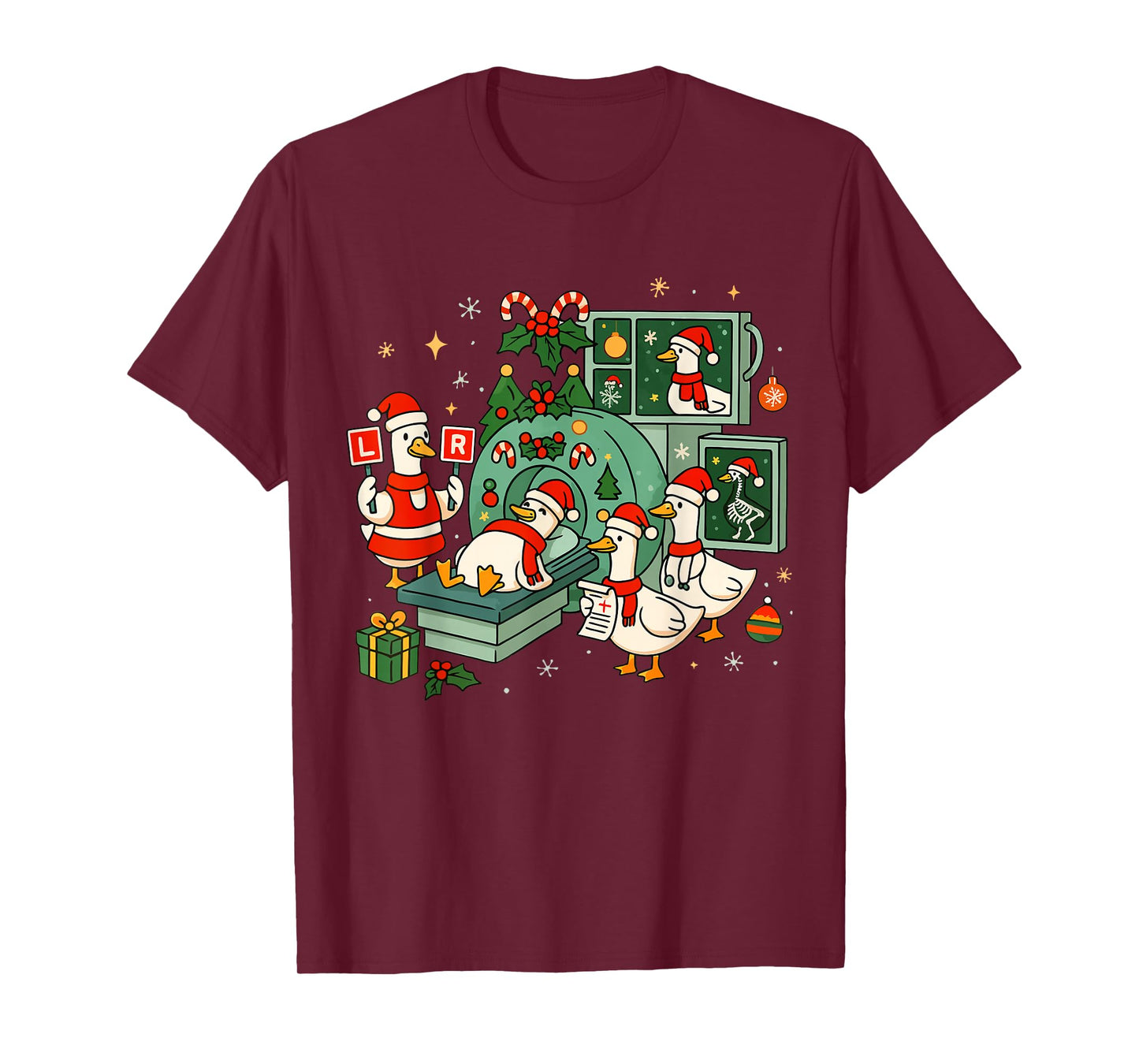 Funny Radiology Goose Nurse X-Ray Tech Christmas Xmas Vibes T-Shirt